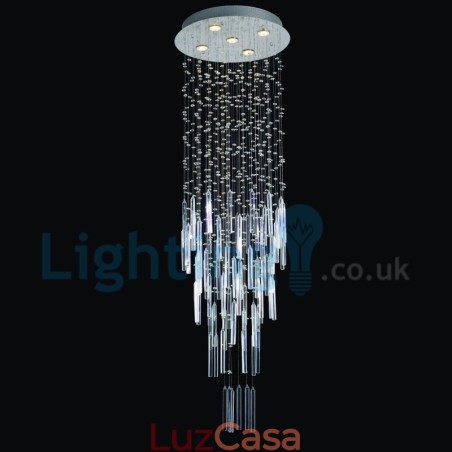 Lustre moderno contemporâneo, luminária pendente embutida, luz de gota de chuva de cristal Lustre moderno contemporâneo, luminária pendente embutida, luz de gota de chuva de cristal