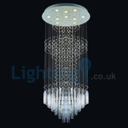 Lustre moderno contemporâneo, luminária pendente embutida, luz de gota de chuva de cristal