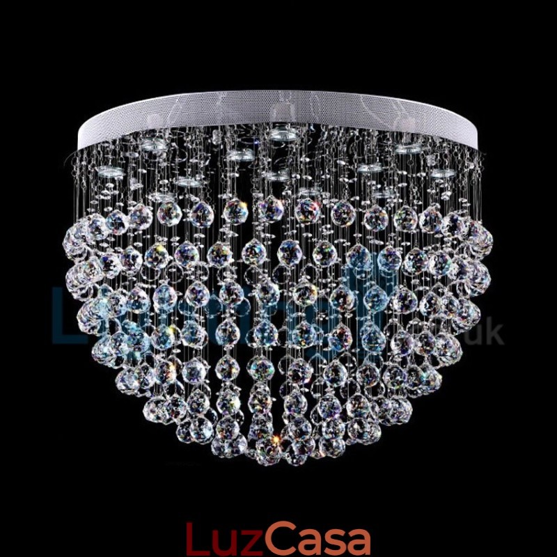 Lustre moderno contemporâneo, luminária pendente embutida, luz de gota de chuva de cristal