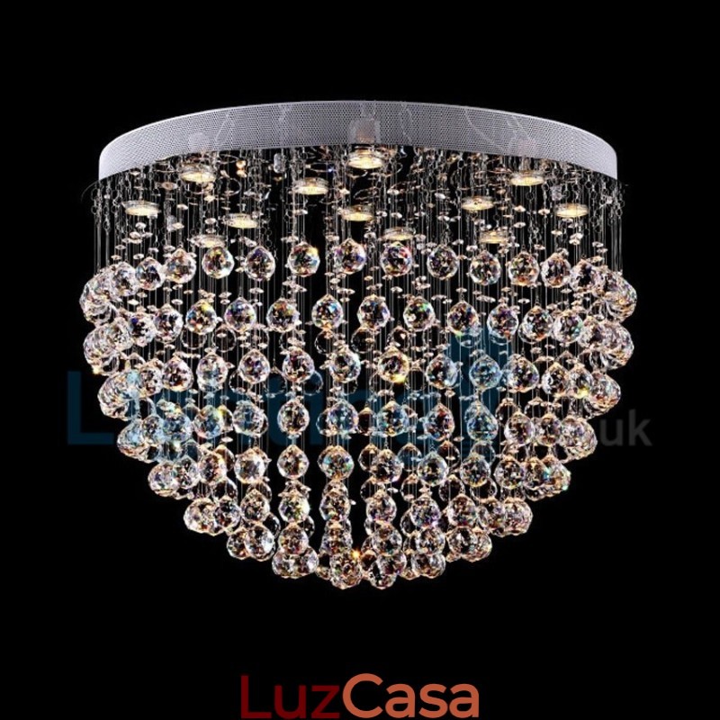 Lustre moderno contemporâneo, luminária pendente embutida, luz de gota de chuva de cristal
