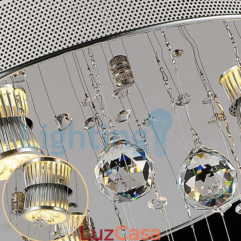 Lustre moderno contemporâneo, luminária pendente embutida, luz de gota de chuva de cristal