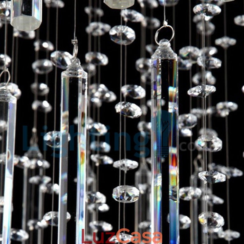 Lustre moderno contemporâneo, luminária pendente embutida, luz de gota de chuva de cristal