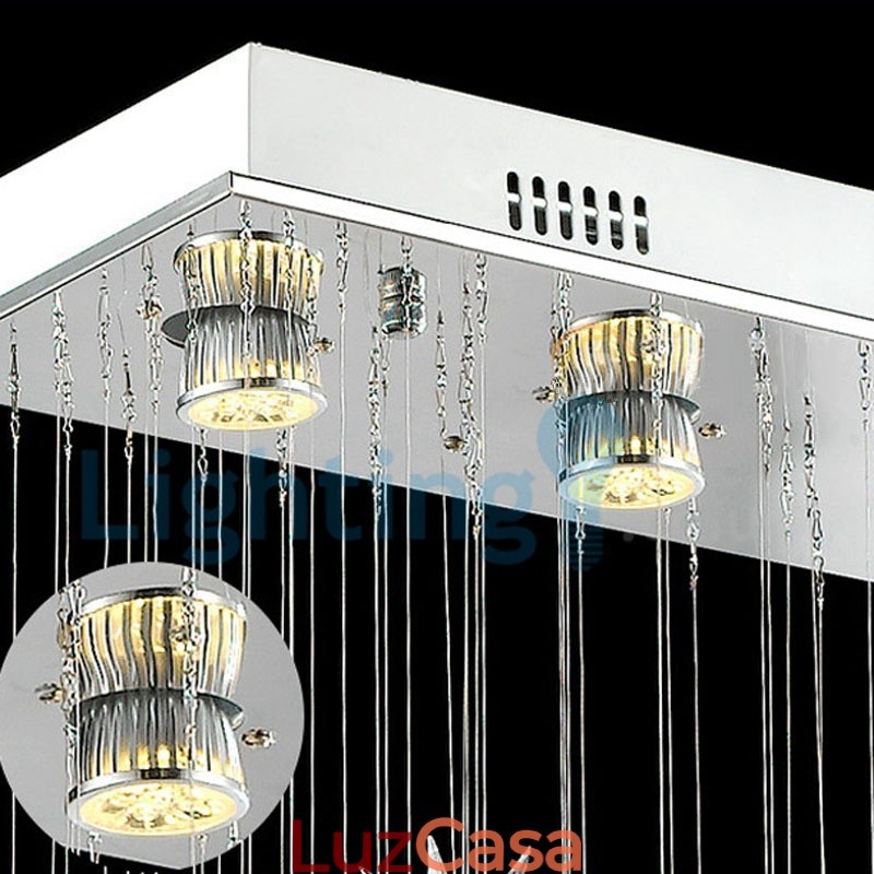 Lustre moderno contemporâneo, luminária pendente embutida, luz de gota de chuva de cristal