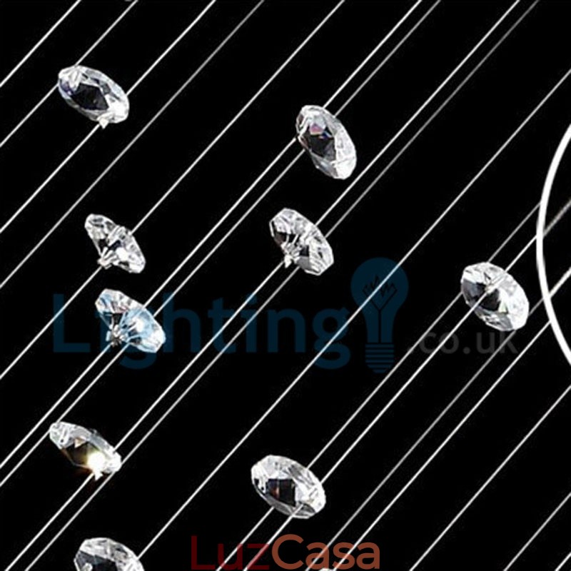Lustre moderno contemporâneo, luminária pendente embutida, luz de gota de chuva de cristal