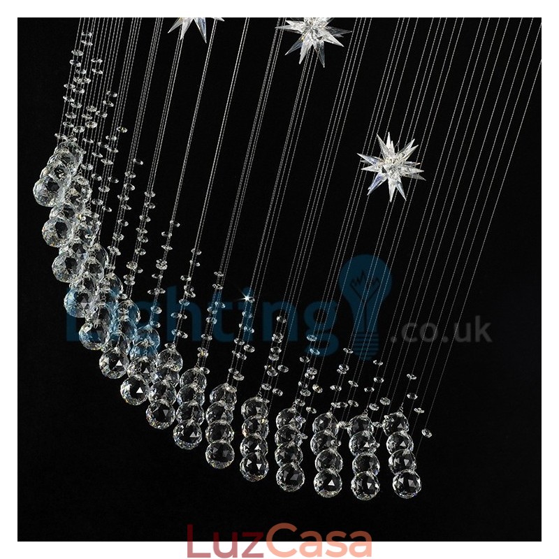 Lustre moderno contemporâneo, luminária pendente embutida, luz de gota de chuva de cristal
