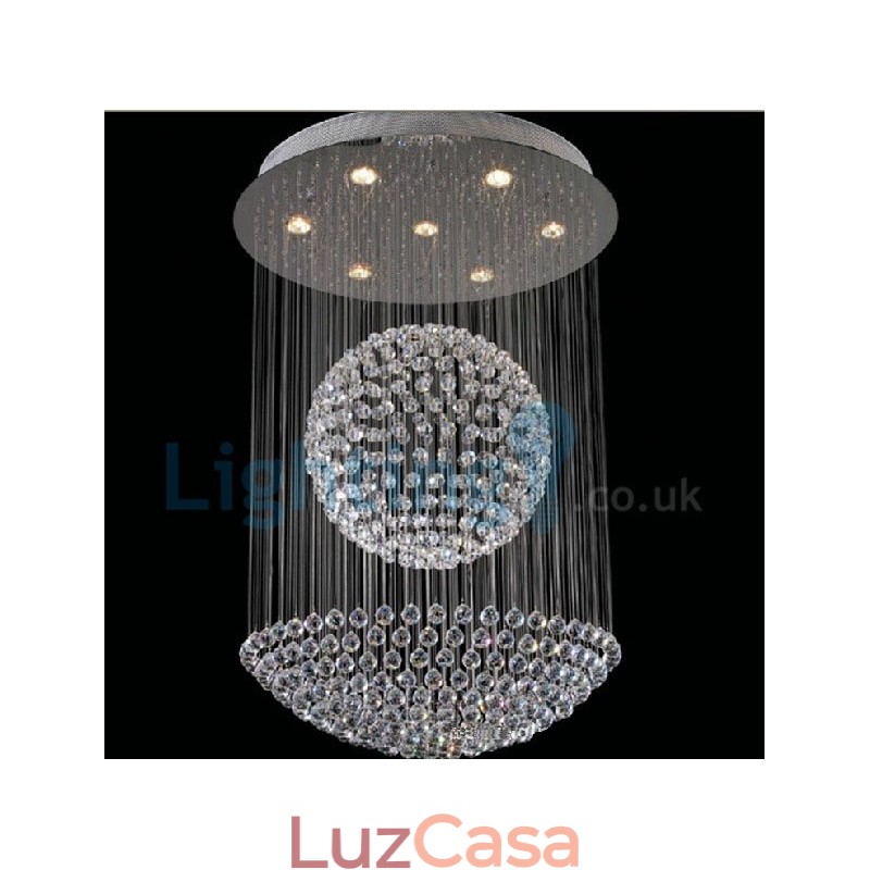 Lustre moderno contemporâneo, luminária pendente embutida, luz de gota de chuva de cristal