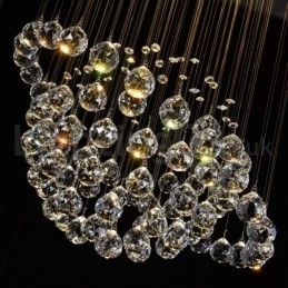Lustre moderno contemporâneo, luminária pendente embutida, luz de gota de chuva de cristal