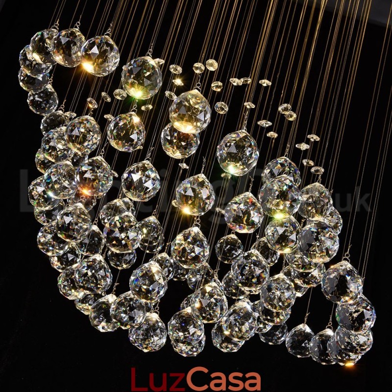 Lustre moderno contemporâneo, luminária pendente embutida, luz de gota de chuva de cristal