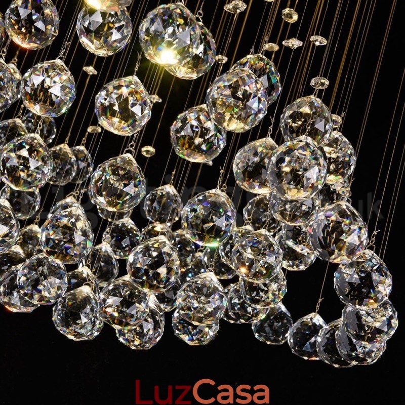 Lustre moderno contemporâneo, luminária pendente embutida, luz de gota de chuva de cristal