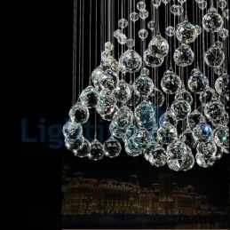 Lustre moderno contemporâneo, luminária pendente embutida, luz de gota de chuva de cristal