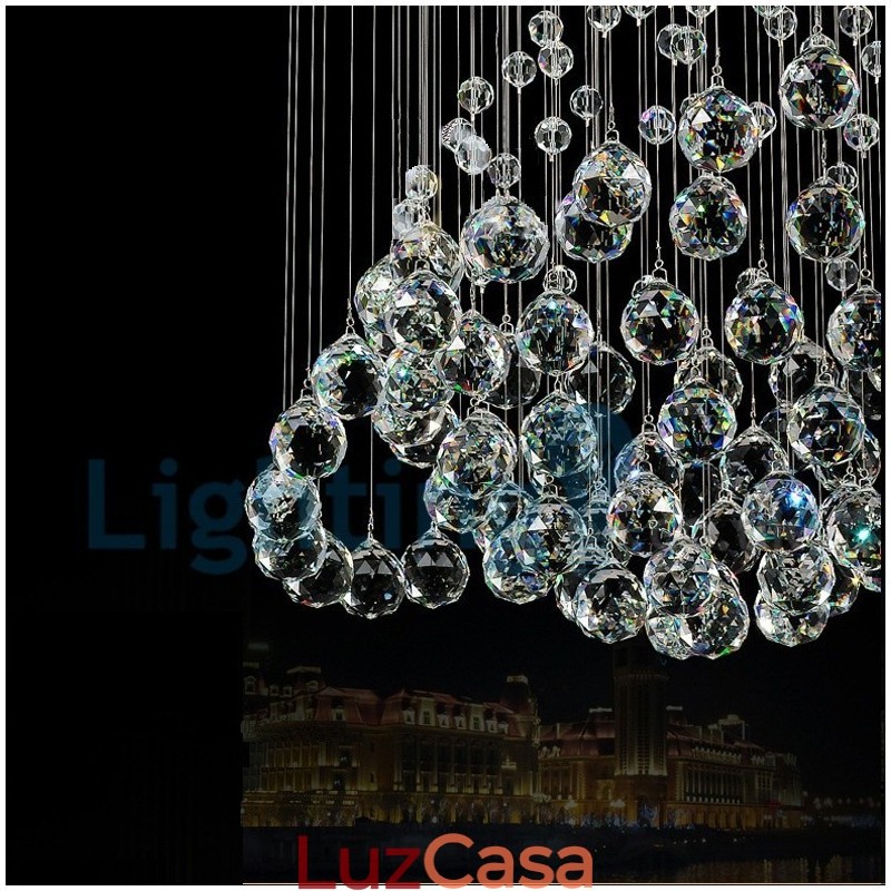 Lustre moderno contemporâneo, luminária pendente embutida, luz de gota de chuva de cristal