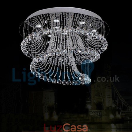 Lustre moderno contemporâneo, luminária pendente embutida, luz de gota de chuva de cristal Lustre moderno contemporâneo, luminária pendente embutida, luz de gota de chuva de cristal