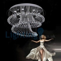 Lustre moderno contemporâneo, luminária pendente embutida, luz de gota de chuva de cristal