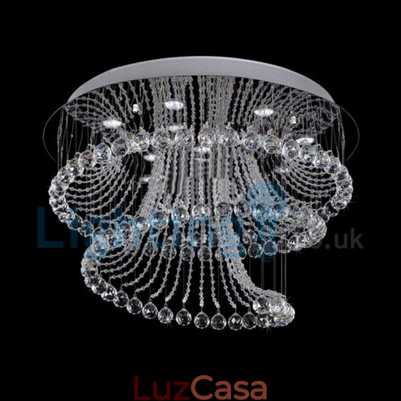 Lustre moderno contemporâneo, luminária pendente embutida, luz de gota de chuva de cristal