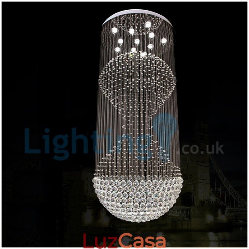 Lustre moderno contemporâneo, luminária pendente embutida, luz de gota de chuva de cristal