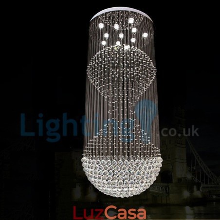Lustre moderno contemporâneo, luminária pendente embutida, luz de gota de chuva de cristal Lustre moderno contemporâneo, luminária pendente embutida, luz de gota de chuva de cristal