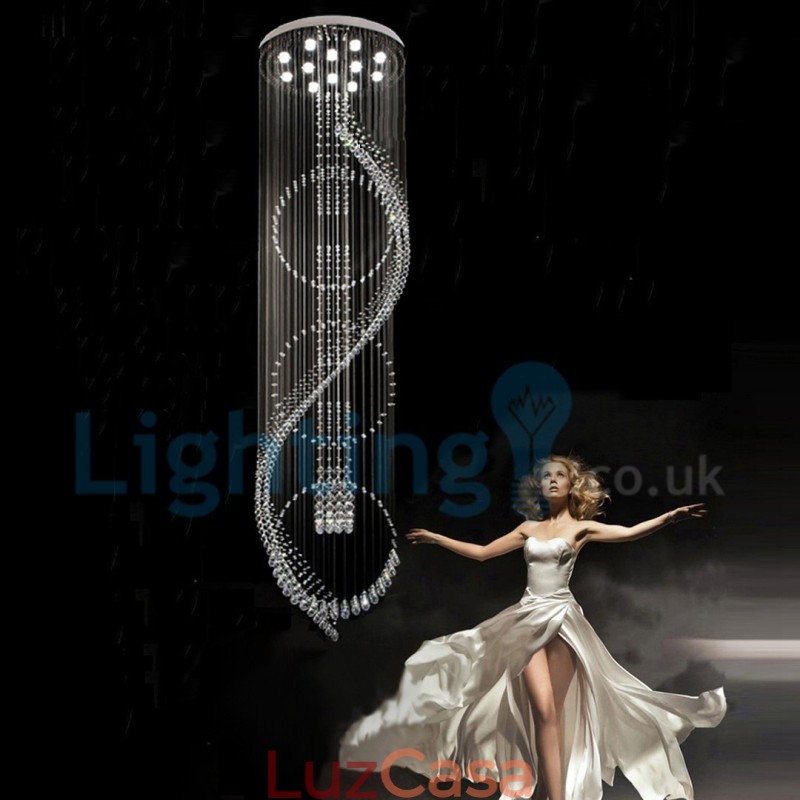 Lustre moderno contemporâneo, luminária pendente embutida, luz de gota de chuva de cristal