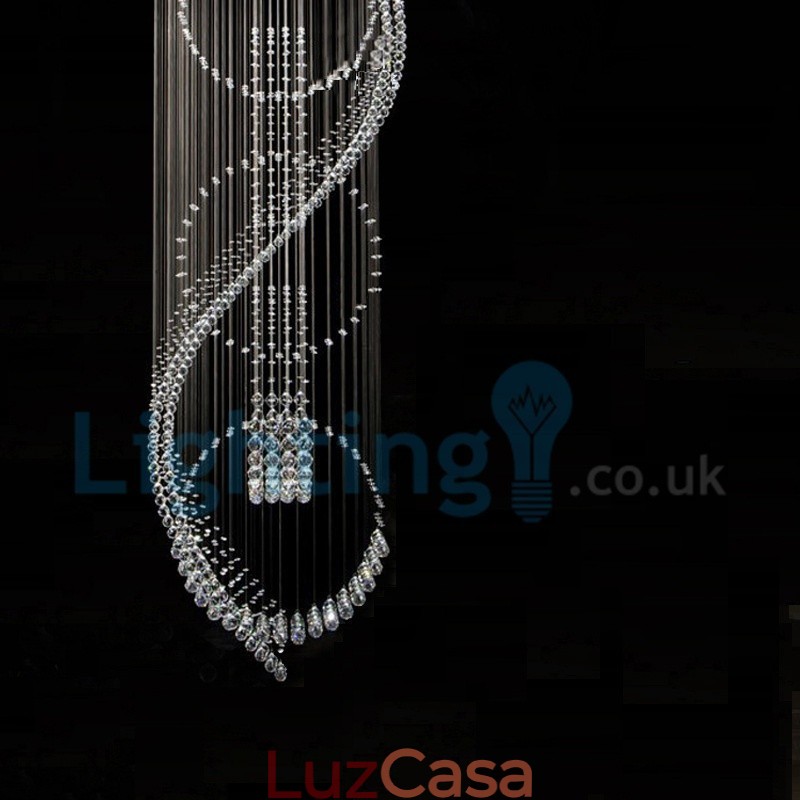 Lustre moderno contemporâneo, luminária pendente embutida, luz de gota de chuva de cristal