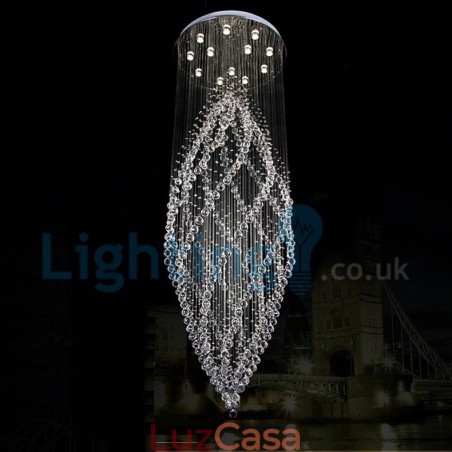 Lustre moderno contemporâneo, luminária pendente embutida, luz de gota de chuva de cristal Lustre moderno contemporâneo, luminária pendente embutida, luz de gota de chuva de cristal