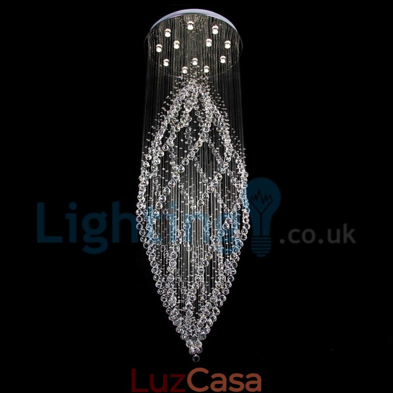 Lustre moderno contemporâneo, luminária pendente embutida, luz de gota de chuva de cristal