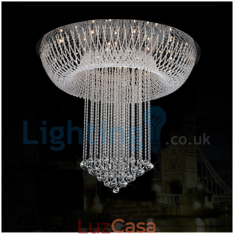 Lustre moderno contemporâneo, luminária pendente embutida, luz de gota de chuva de cristal