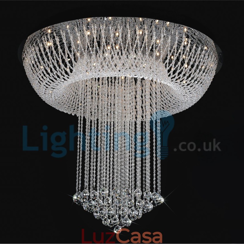 Lustre moderno contemporâneo, luminária pendente embutida, luz de gota de chuva de cristal