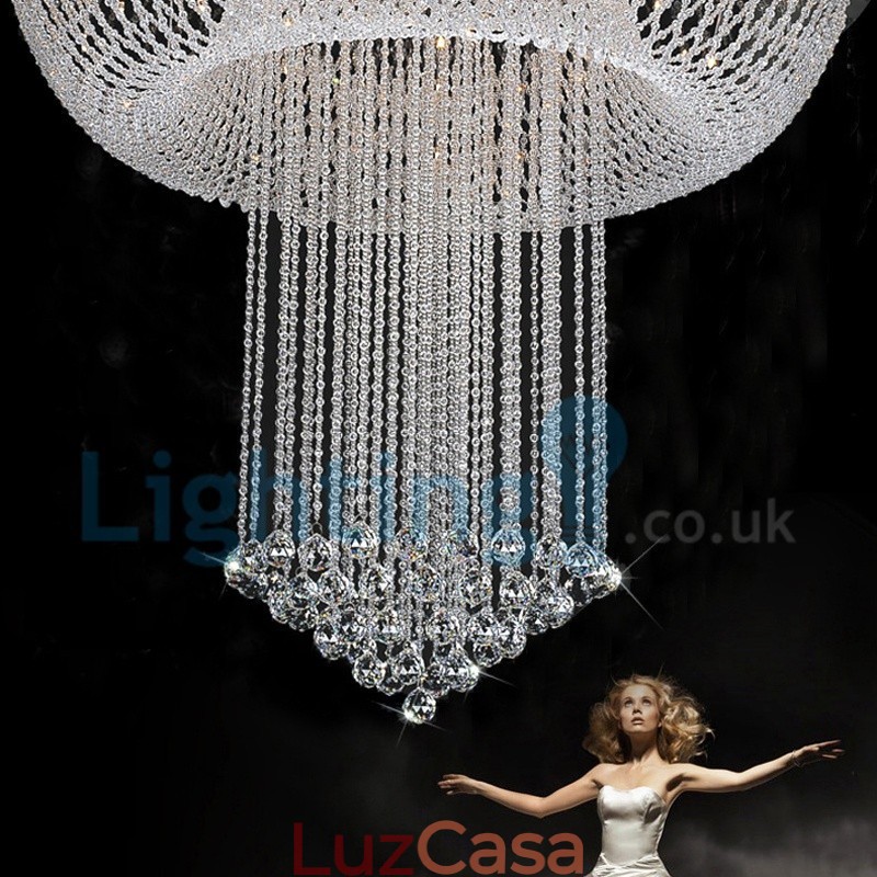 Lustre moderno contemporâneo, luminária pendente embutida, luz de gota de chuva de cristal