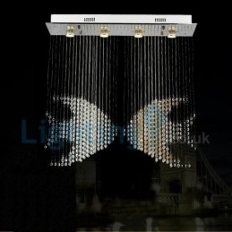 Lustre moderno contemporâneo, luminária pendente embutida, luz de gota de chuva de cristal