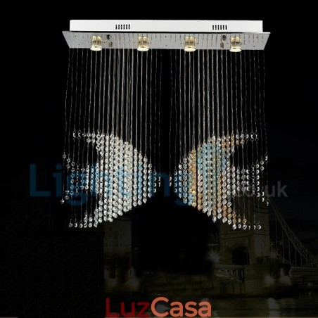 Lustre moderno contemporâneo, luminária pendente embutida, luz de gota de chuva de cristal