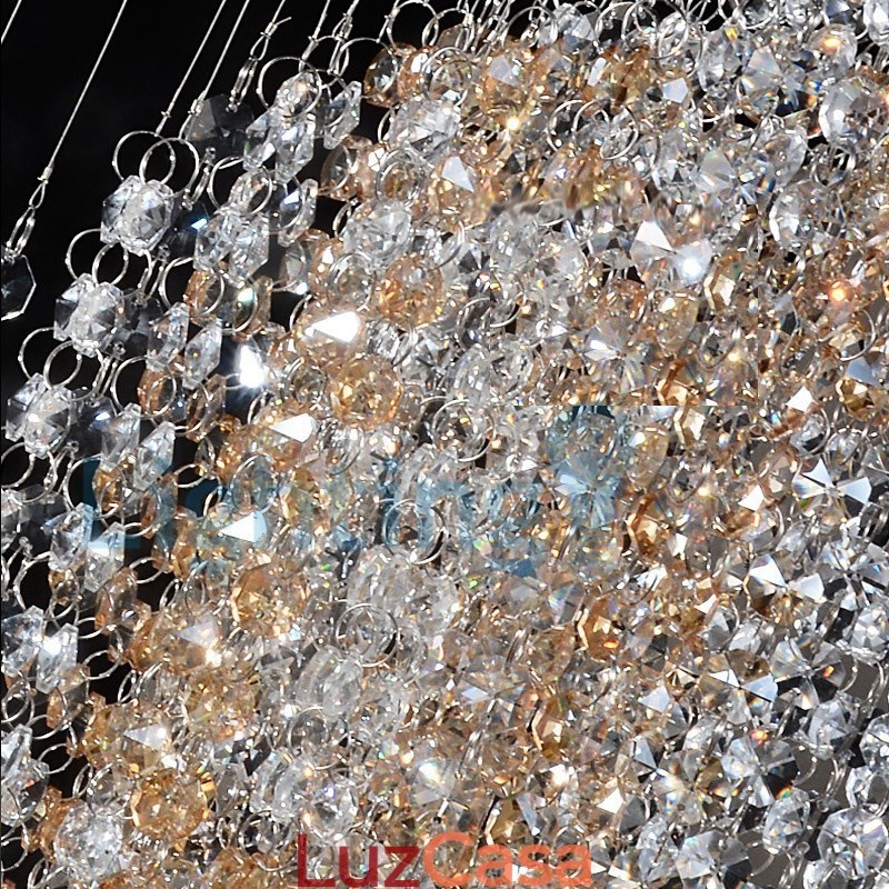 Lustre moderno contemporâneo, luminária pendente embutida, luz de gota de chuva de cristal