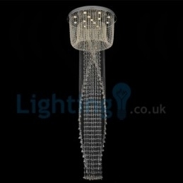 Lustre moderno contemporâneo, luminária pendente embutida, luz de gota de chuva de cristal