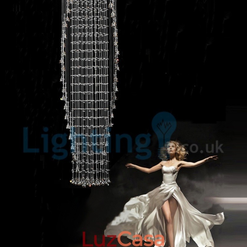 Lustre moderno contemporâneo, luminária pendente embutida, luz de gota de chuva de cristal