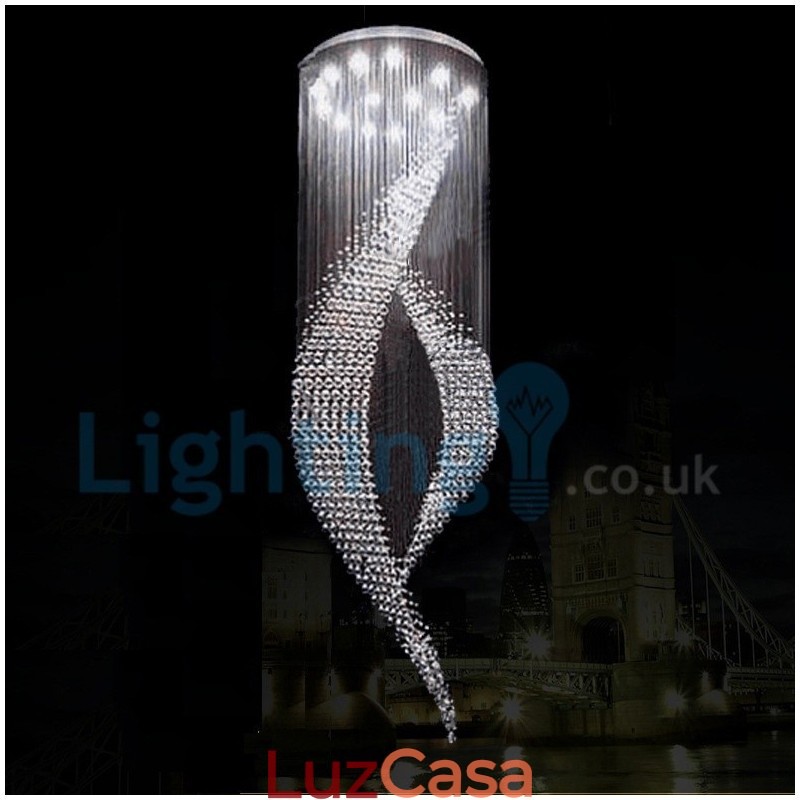 Lustre moderno contemporâneo, luminária pendente embutida, luz de gota de chuva de cristal