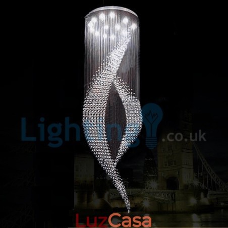 Lustre moderno contemporâneo, luminária pendente embutida, luz de gota de chuva de cristal