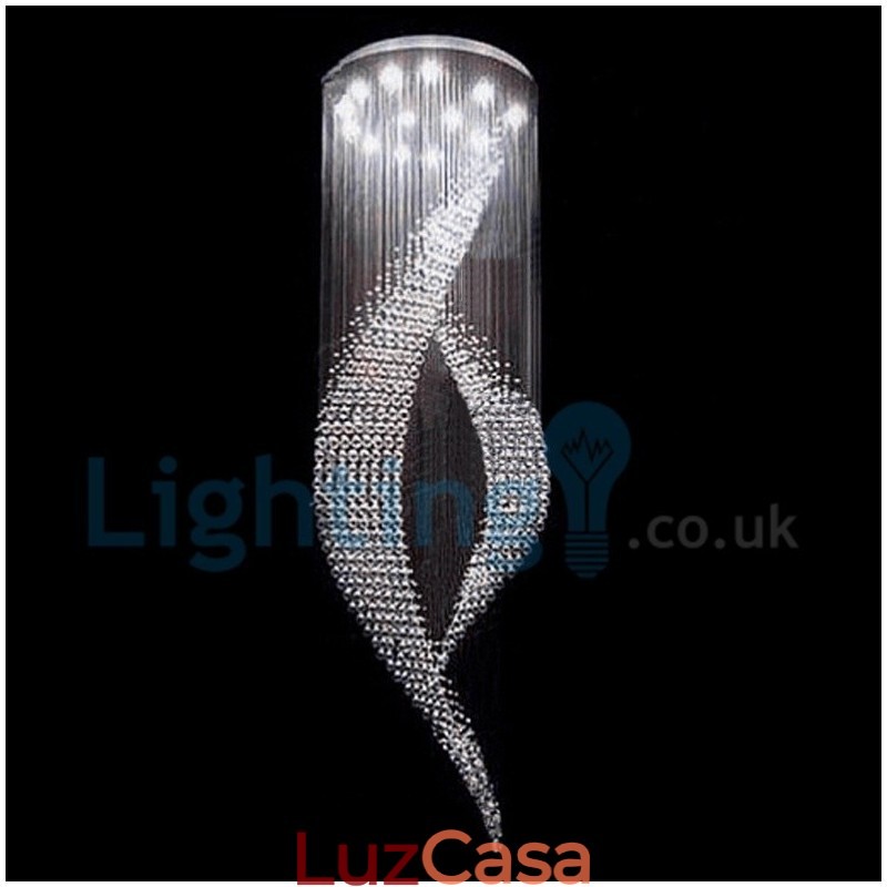 Lustre moderno contemporâneo, luminária pendente embutida, luz de gota de chuva de cristal