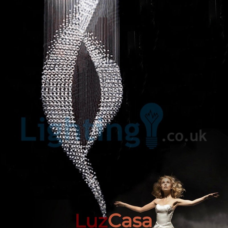 Lustre moderno contemporâneo, luminária pendente embutida, luz de gota de chuva de cristal