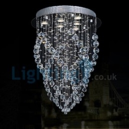 Lustre moderno contemporâneo, luminária pendente embutida, luz de gota de chuva de cristal
