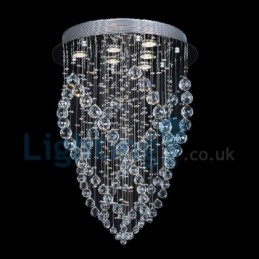 Lustre moderno contemporâneo, luminária pendente embutida, luz de gota de chuva de cristal