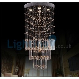 Lustre moderno contemporâneo, luminária pendente embutida, luz de gota de chuva de cristal