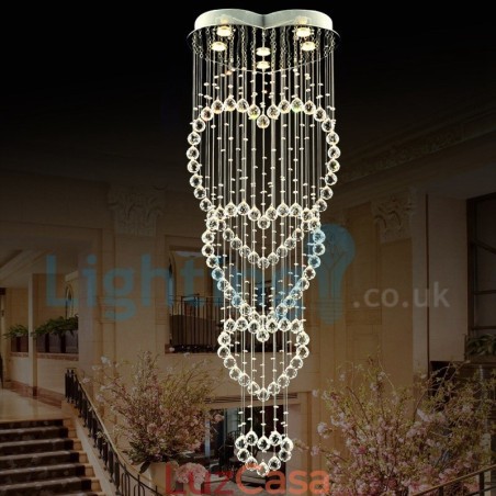 Lustre moderno contemporâneo, luminária pendente embutida, luz de gota de chuva de cristal Lustre moderno contemporâneo, luminária pendente embutida, luz de gota de chuva de cristal