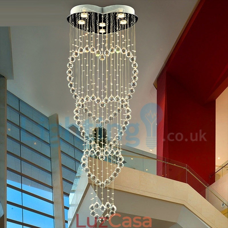 Lustre moderno contemporâneo, luminária pendente embutida, luz de gota de chuva de cristal