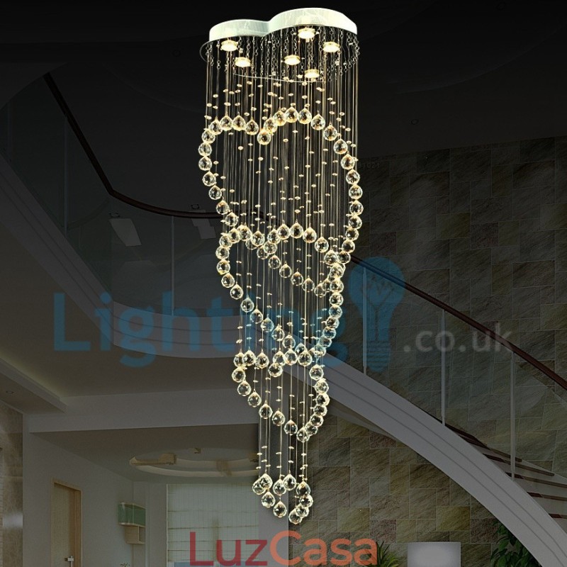 Lustre moderno contemporâneo, luminária pendente embutida, luz de gota de chuva de cristal