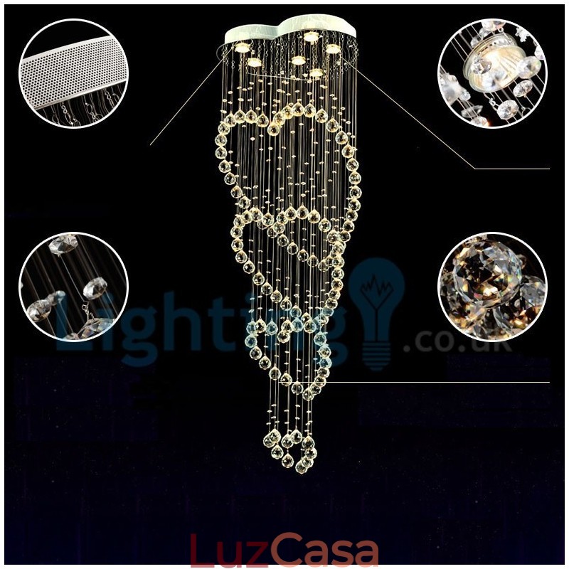Lustre moderno contemporâneo, luminária pendente embutida, luz de gota de chuva de cristal
