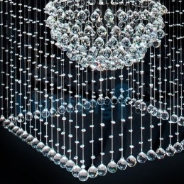 Lustre moderno contemporâneo, luminária pendente embutida, luz de gota de chuva de cristal