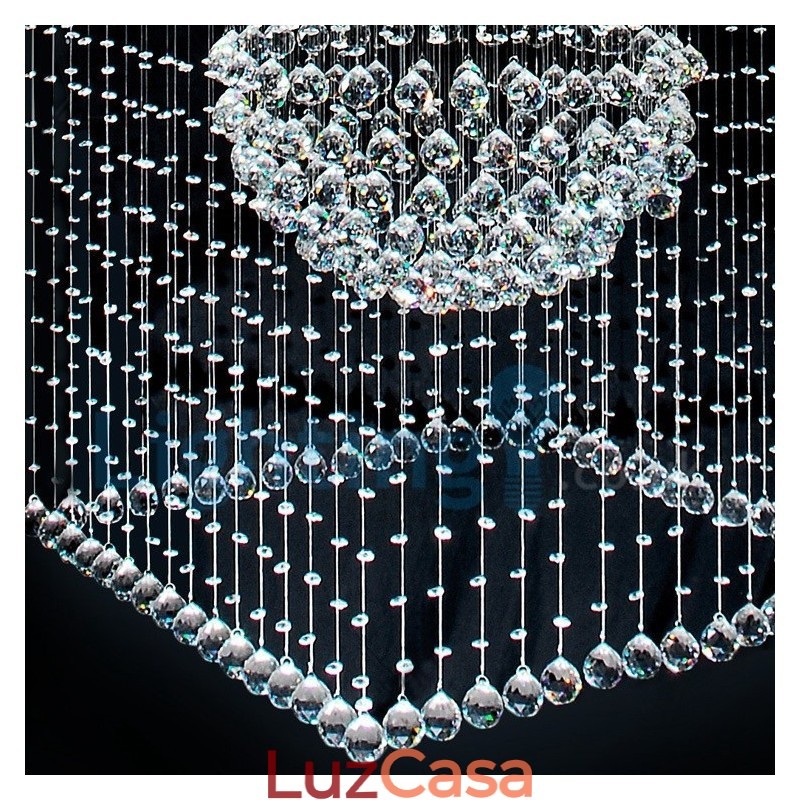 Lustre moderno contemporâneo, luminária pendente embutida, luz de gota de chuva de cristal