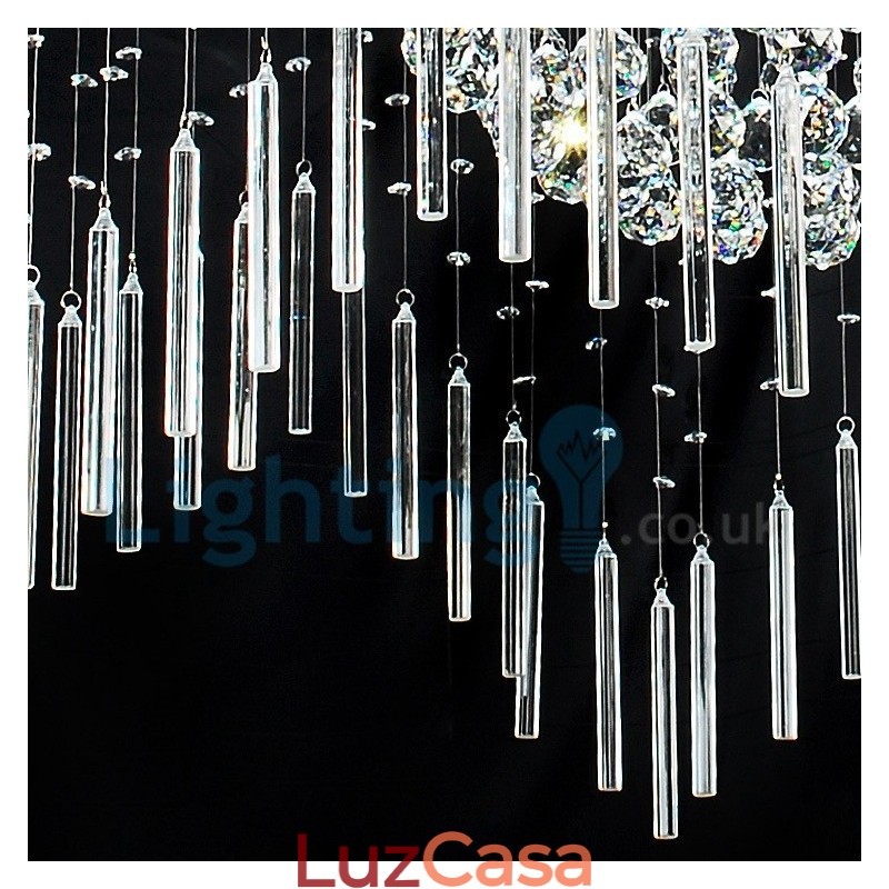 Lustre moderno contemporâneo, luminária pendente embutida, luz de gota de chuva de cristal