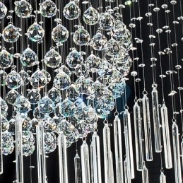 Lustre moderno contemporâneo, luminária pendente embutida, luz de gota de chuva de cristal