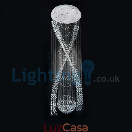 Lustre moderno contemporâneo, luminária pendente embutida, luz de gota de chuva de cristal