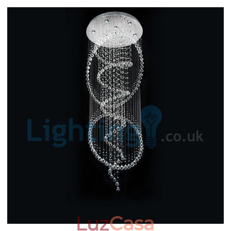 Lustre moderno contemporâneo, luminária pendente embutida, luz de gota de chuva de cristal
