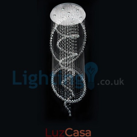 Lustre moderno contemporâneo, luminária pendente embutida, luz de gota de chuva de cristal Lustre moderno contemporâneo, luminária pendente embutida, luz de gota de chuva de cristal